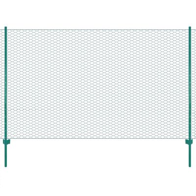 vidaXL zöld acél drótkerítés tartóoszlopokkal 25 x 2 m