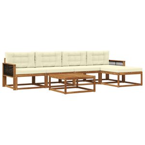 vidaXL K&uuml;lt&eacute;ri kanap&eacute; szett p&aacute;rn&aacute;val 6 pcs Term&eacute;szetes &eacute;s kr&eacute;msz&iacute;nű