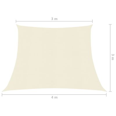 vidaXL krémszínű HDPE napvitorla 160 g/m² 3/4 x 3 m