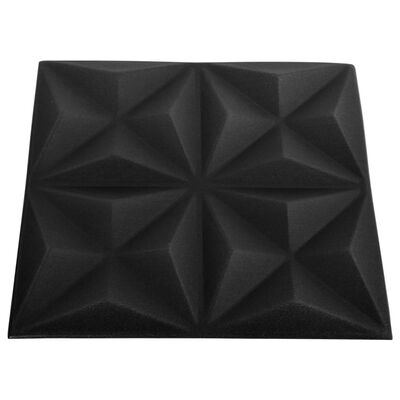 vidaXL 12 darab origami fekete 3D fali panel 50 x 50 cm 3 m²