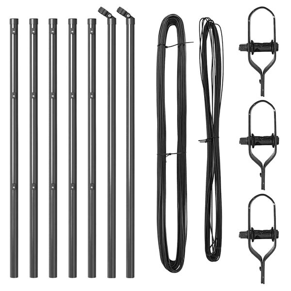 vidaXL Ker&iacute;t&eacute;soszlop 7 pcs Sz&uuml;rke Ac&eacute;l