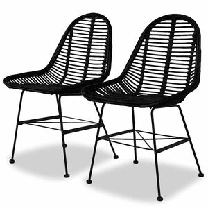 vidaXL 2 db fekete term&eacute;szetes rattan &eacute;tkezősz&eacute;k