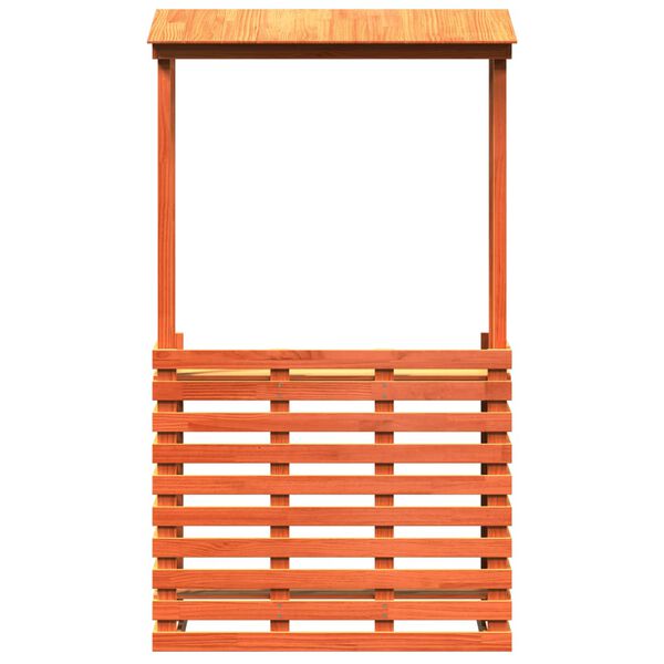 vidaXL viaszbarna kültéri tömör fa bárasztal tetővel 112,5x57x195,5 cm