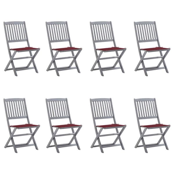 vidaXL 8 db &ouml;sszecsukhat&oacute; t&ouml;m&ouml;r ak&aacute;cfa kerti sz&eacute;k p&aacute;rn&aacute;kkal