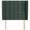 vidaXL sötétzöld bársony fejtámla szárnyakkal 83 x 23 x 118/128 cm