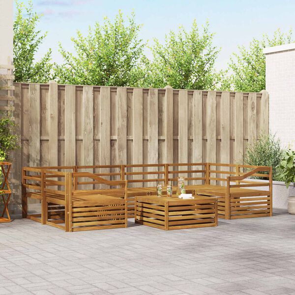 vidaXL K&uuml;lt&eacute;ri kanap&eacute; szett 7 pcs Term&eacute;szetes T&ouml;m&ouml;r Ak&aacute;cfa