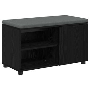 vidaXL Előt&eacute;r pad Fekete T&ouml;lgy 80 x 38 x 46 cm Műanyag Fa &eacute;s Sz&ouml;vet