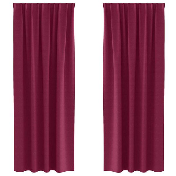 vidaXL Fekete Függöny Gyűrűkkel 2 pcs Bordó 225 x 140 cm Poliészter