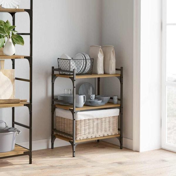 vidaXL Konyhai kocsi Artisan t&ouml;lgy 50 x 35 x 75.5 cm Faanyag