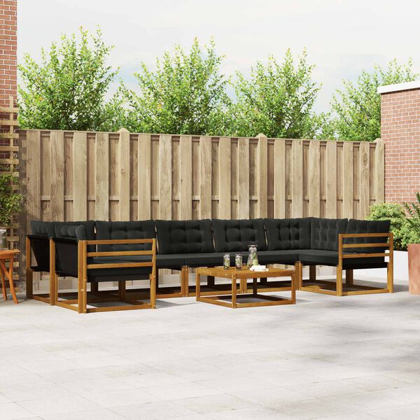 vidaXL K&uuml;lt&eacute;ri kanap&eacute; szett p&aacute;rn&aacute;val 8 pcs Term&eacute;szetes &eacute;s fekete