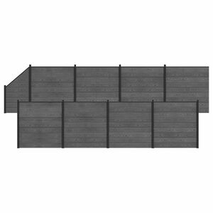 vidaXL Ker&iacute;t&eacute;s K&eacute;szlet 9 db 1484 x 186 cm WPC &eacute;s Alum&iacute;nium Sz&uuml;rke