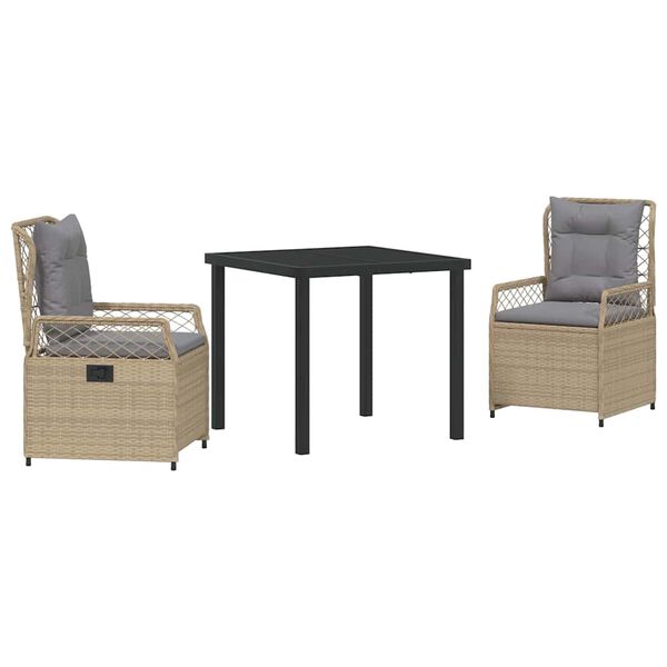vidaXL Kert &eacute;tkező szett 3 pcs Beige &eacute;s Vil&aacute;gossz&uuml;rke polirattan