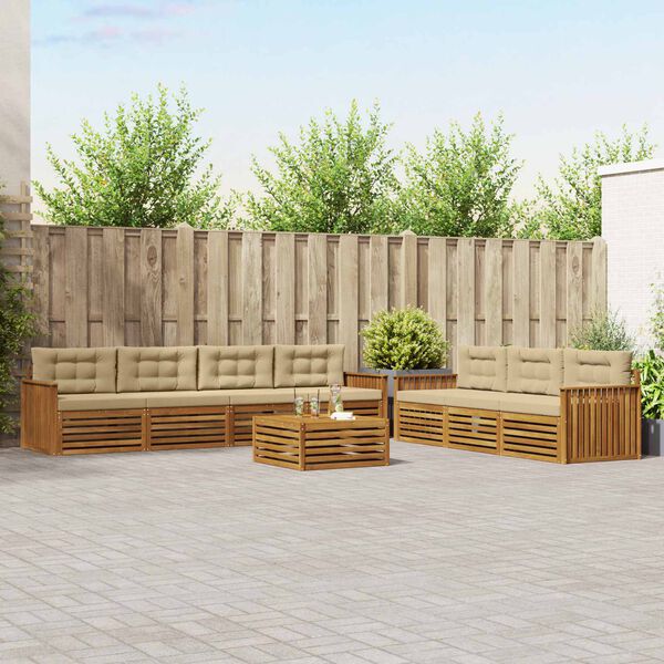 vidaXL K&uuml;lt&eacute;ri kanap&eacute; szett p&aacute;rn&aacute;val 8 pcs Term&eacute;szetes &eacute;s b&eacute;zs