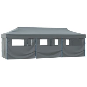 vidaXL antracitsz&uuml;rke &ouml;sszecsukhat&oacute; rendezv&eacute;nys&aacute;tor 8 oldalfallal 870x291x315 cm