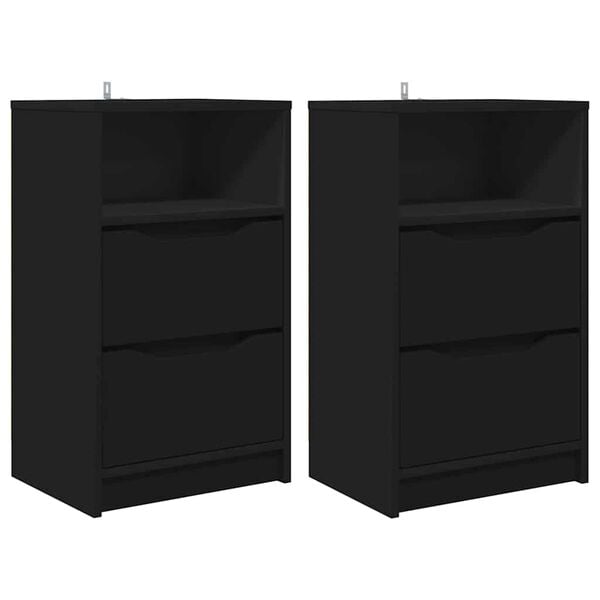 vidaXL &Eacute;jjeliszekr&eacute;nyek fi&oacute;kkal 2 pcs Fekete 40 x 30 x 467 cm Faanyag