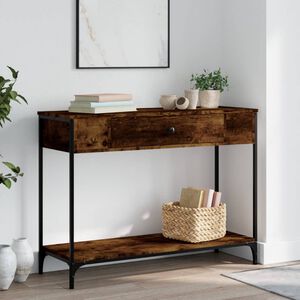 vidaXL f&uuml;st&ouml;s t&ouml;lgy sz&iacute;nű szerelt fa t&aacute;lal&oacute;asztal 100 x 34,5 x 75 cm