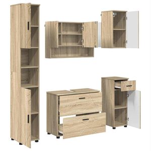 vidaXL Fürdőszoba bútor szett 5 pcs sonoma tölgy 30 x 35 x 192 cm