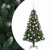 vidaXL Műfenyő g&ouml;mb&ouml;kkel 120 cm 150 LED Meleg feh&eacute;r PVC &eacute;s f&eacute;m Z&ouml;ld