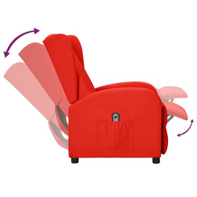 vidaXL piros műbőr magas háttámlájú elektromos dönthető fotel