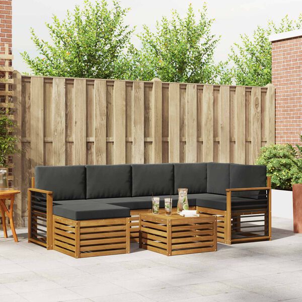 vidaXL &Uuml;lőgarnit&uacute;r&aacute;k 7 pcs Term&eacute;szetes &eacute;s antracit T&ouml;m&ouml;r Ak&aacute;cfa