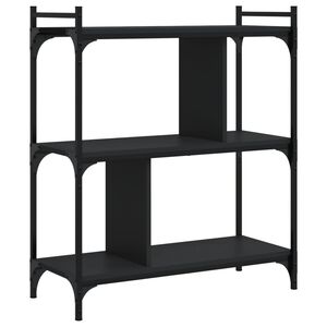 vidaXL 3 szintes fekete szerelt fa k&ouml;nyvespolc 76 x 32 x 88 cm