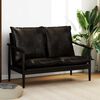 vidaXL 2 személyes valódi bőr kanapé fekete akácfával