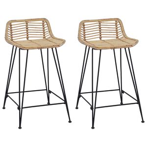 vidaXL B&aacute;rsz&eacute;k 2 pcs Term&eacute;szetes 44 x 45 x 76 cm Rattan &eacute;s ac&eacute;l