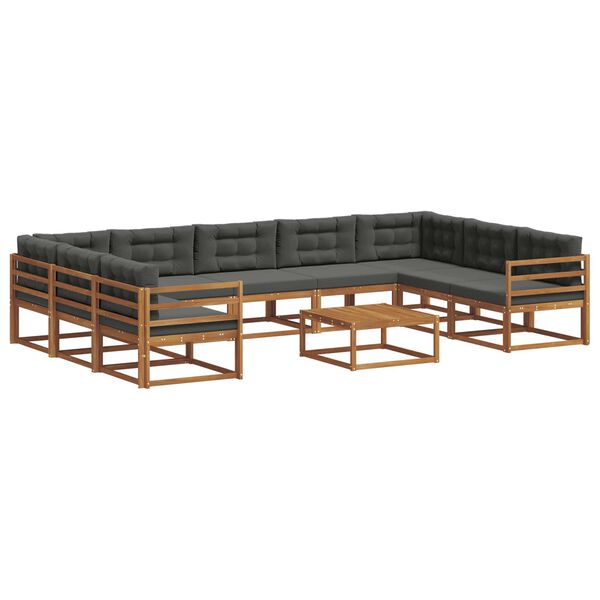 vidaXL K&uuml;lt&eacute;ri kanap&eacute; szett p&aacute;rn&aacute;val 10 pcs Term&eacute;szetes &eacute;s antracit