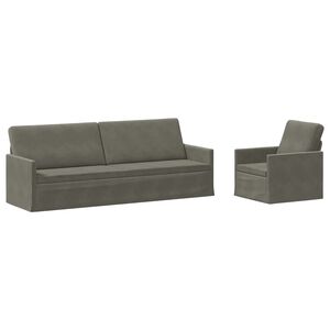 vidaXL Kanap&eacute; Szett 2 pcs Vil&aacute;gossz&uuml;rke B&aacute;rsonyos sz&ouml;vet