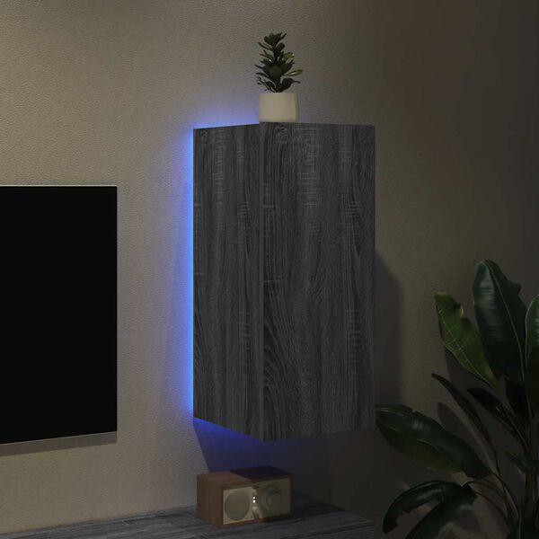 vidaXL sz&uuml;rke sonoma sz&iacute;nű fali TV-szekr&eacute;ny LED-ekkel 30,5x35x70 cm