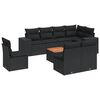 vidaXL 9 r&eacute;szes fekete polyrattan kerti &uuml;lőgarnit&uacute;ra p&aacute;rn&aacute;kkal
