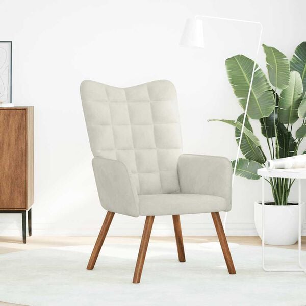 vidaXL krémfehér bársony pihenőfotel