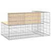 vidaXL t&ouml;m&ouml;r fenyőfa gabion kerti pad 122x71x65,5 cm