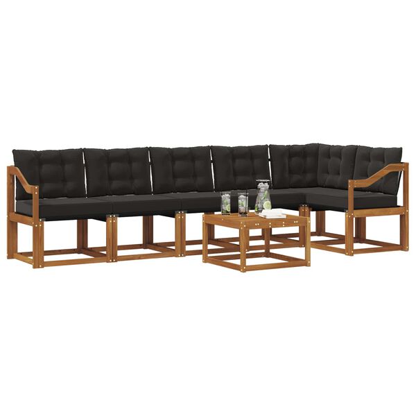 vidaXL K&uuml;lt&eacute;ri kanap&eacute; szett p&aacute;rn&aacute;val 7 pcs Term&eacute;szetes &eacute;s fekete