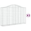 vidaXL 3 db &iacute;ves horganyzott vas gabion kos&aacute;r 200x30x120/140 cm