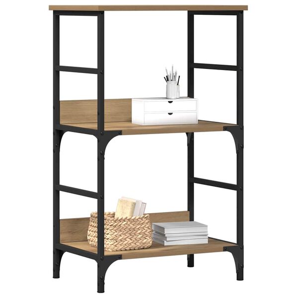 vidaXL k&eacute;zműves t&ouml;lgy sz&iacute;nű szerelt fa k&ouml;nyvszekr&eacute;ny 50x33x82 cm