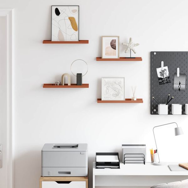 vidaXL Falpolc polcokkal t&aacute;rol&oacute;val 4 pcs Piros 40 x 9 x 3 cm Faanyag