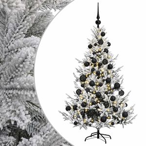vidaXL Műkar&aacute;csonyfa g&ouml;mbbel 120 cm 150 LED Meleg feh&eacute;r PVC &eacute;s f&eacute;m