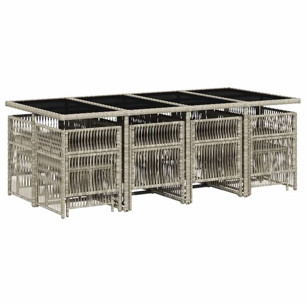 vidaXL 13 r&eacute;szes sz&uuml;rke polyrattan kerti &eacute;tkezőgarnit&uacute;ra p&aacute;rn&aacute;kkal