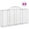 vidaXL 9 db &iacute;ves horganyzott vas gabion kos&aacute;r 200x30x100/120 cm