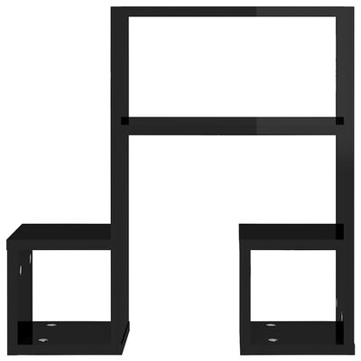 vidaXL 2 db magasfényű fekete forgácslap fali polc 50 x 15 x 50 cm