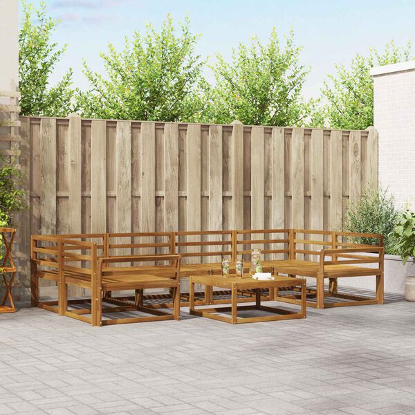 vidaXL K&uuml;lt&eacute;ri kanap&eacute; szett 7 pcs Term&eacute;szetes T&ouml;m&ouml;r Ak&aacute;cfa