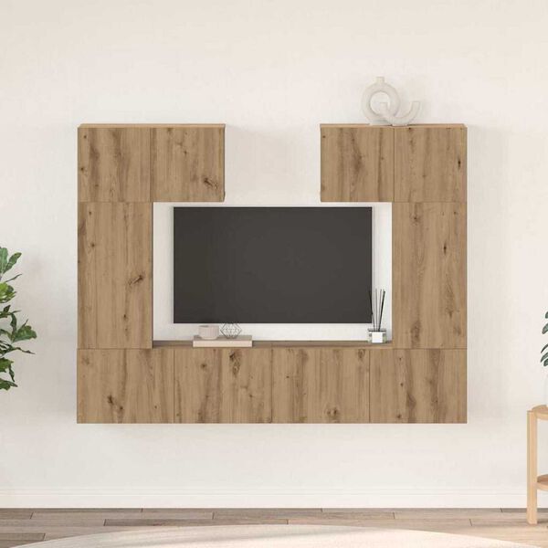 vidaXL TV szekr&eacute;ny garnit&uacute;ra 6 pcs k&eacute;zműves t&ouml;lgy 80 x 30 x 30 cm
