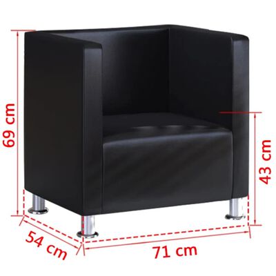 vidaXL fekete műbőr kocka alakú fotel
