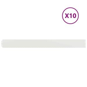 vidaXL Gyepszeg&eacute;lyek 10 db feh&eacute;r 10x103 cm hidegen hengerelt ac&eacute;l