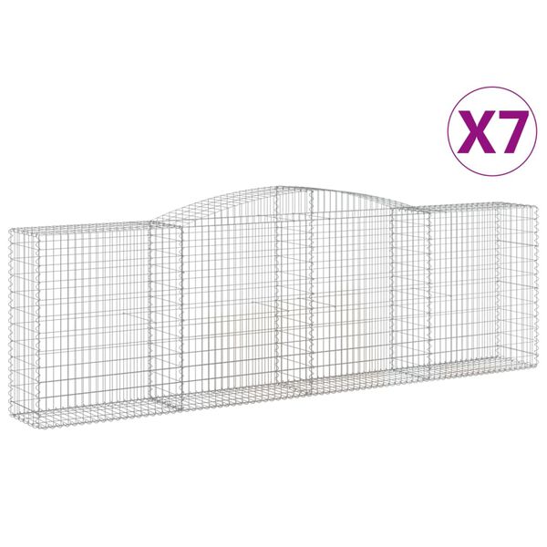 vidaXL 7 db íves horganyzott vas gabion kosár 400x50x120/140 cm