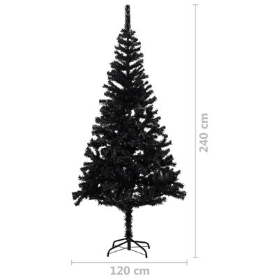 vidaXL fekete PVC megvilágított műkarácsonyfa gömb szettel 240 cm