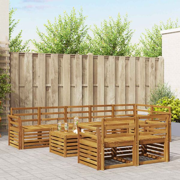 vidaXL &Uuml;lőgarnit&uacute;r&aacute;k 9 pcs Term&eacute;szetes T&ouml;m&ouml;r Ak&aacute;cfa