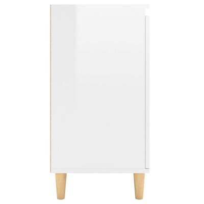 vidaXL magasfényű fehér tálalószekrény tömör falábakkal 60x35x70 cm