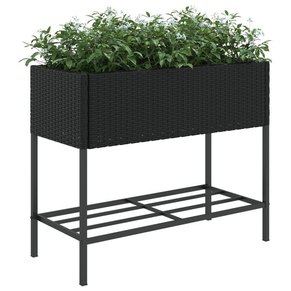 vidaXL 2 db fekete polyrattan kerti &uuml;ltetől&aacute;da polccal 90 x 40 x 75 cm